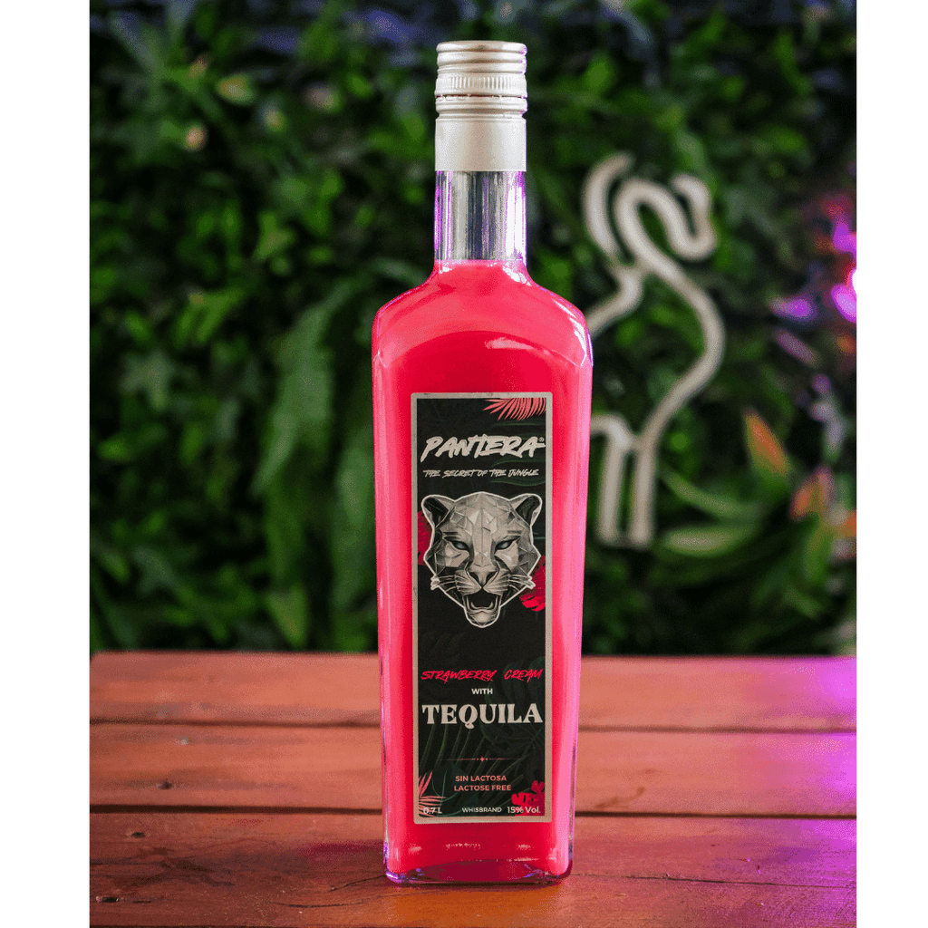 CREMA DE FRESA CON TEQUILA PANTERA (SIN LACTOSA, SIN GLUTEN Y VEGANO