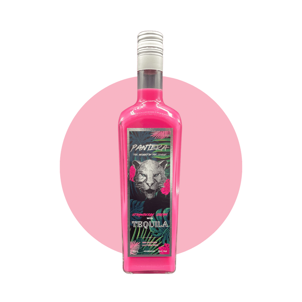 CREMA DE FRESA CON TEQUILA PANTERA (SIN LACTOSA, SIN GLUTEN Y VEGANO